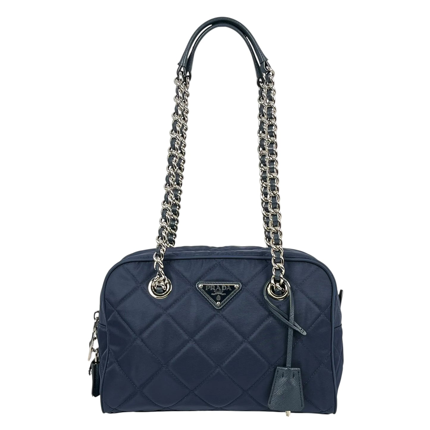 PRADA Nylon Quilting Chain Shoulder Bag - Navy