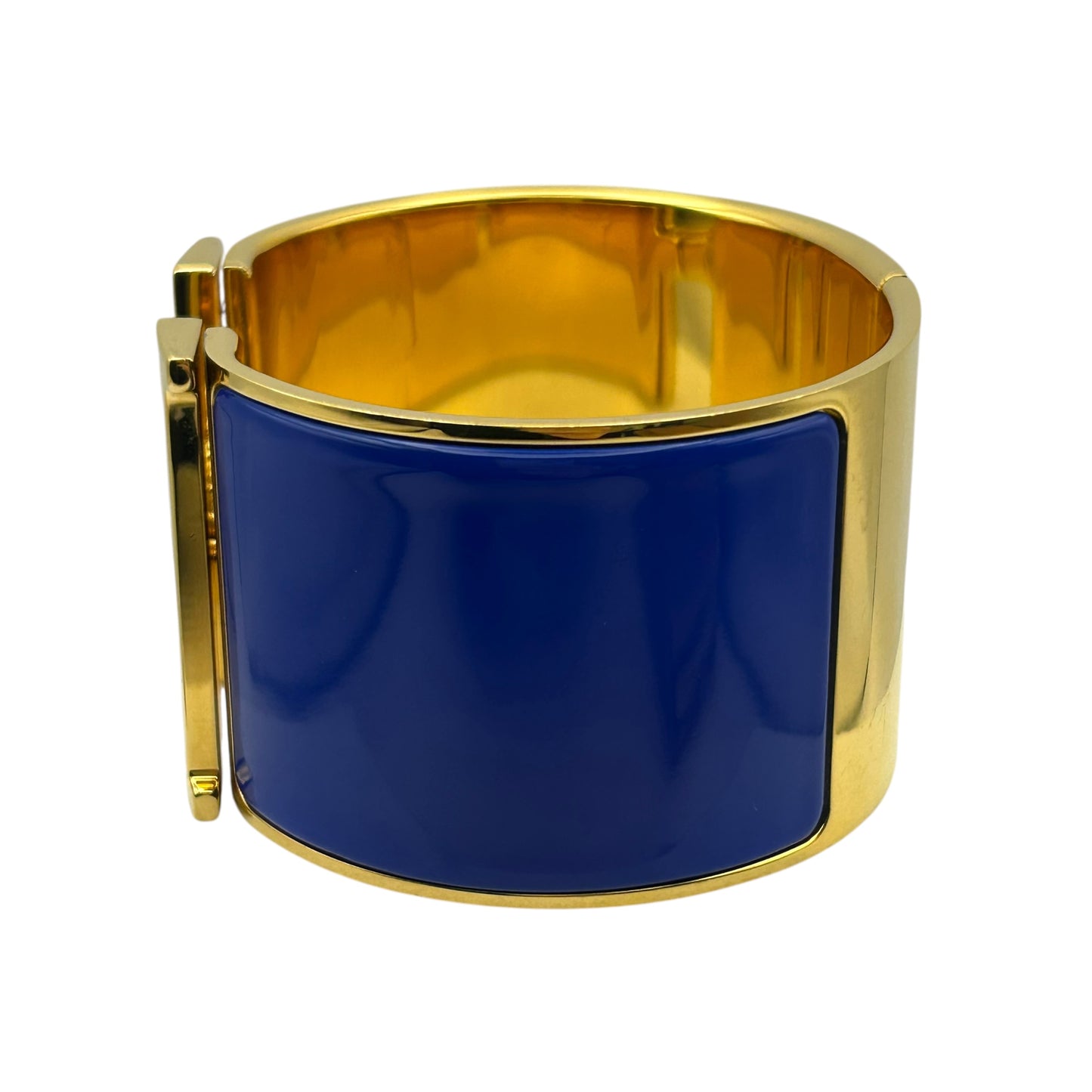 HERMES Clic Clac H Enamel Bracelet TGM Blue Gold