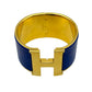 HERMES Clic Clac H Enamel Bracelet TGM Blue Gold