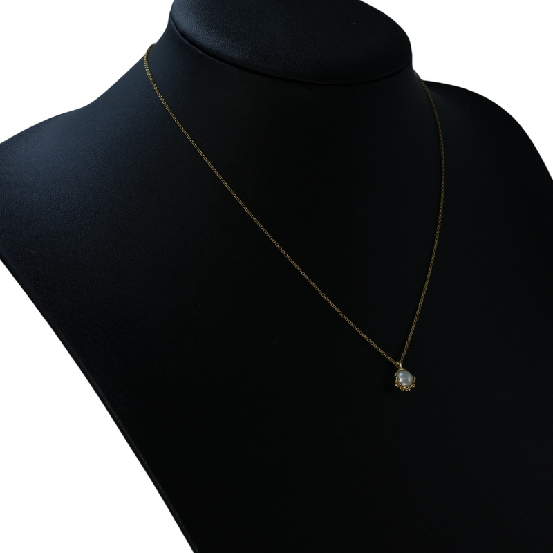 Tiffany Olive Leaf Pearl Pendant Necklace
