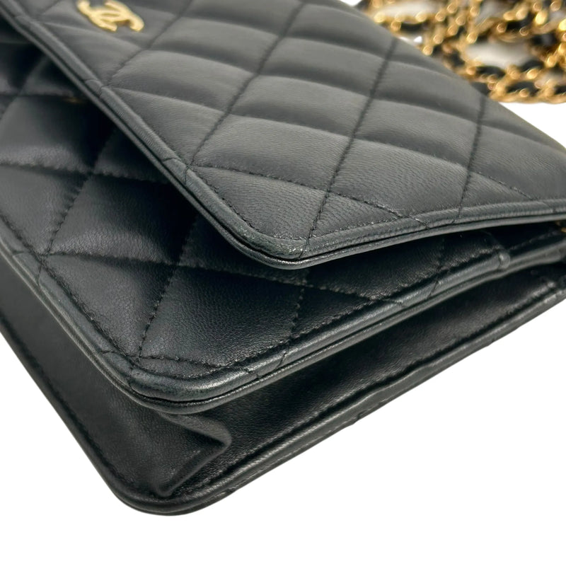 CHANEL Materasse Lambskin Chain Wallet Shoulder Bag - Black