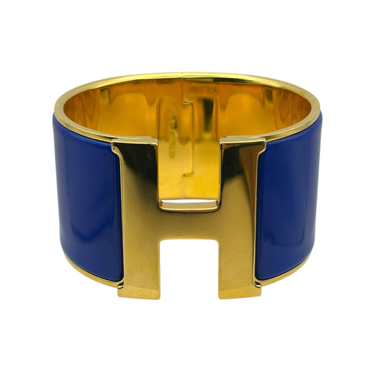 HERMES Clic Clac H Enamel Bracelet TGM Blue Gold