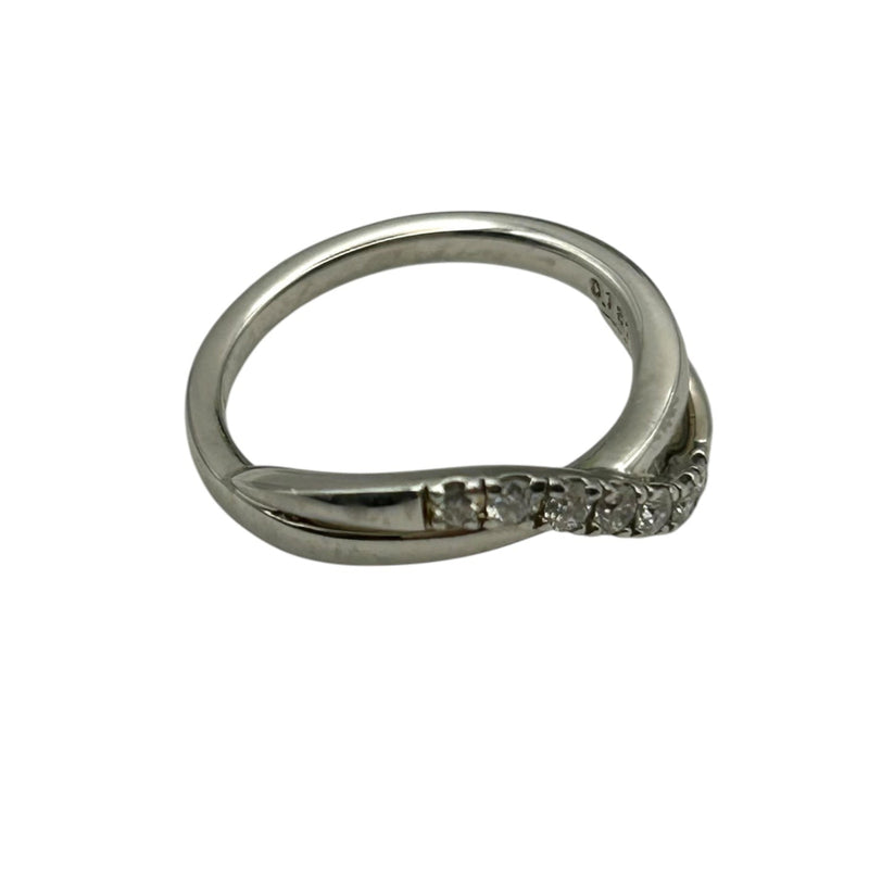 4°C Pt950 Diamond Ring Cross Wave Ring Jewelry
