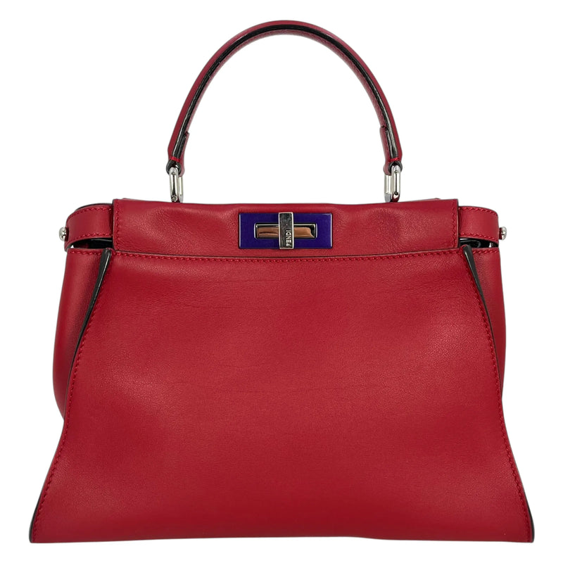 Fendi Peekaboo Iconic Medium Hand Bag Shoulder Bag - Red