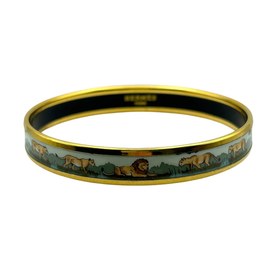HERMES Enamel Bangle Multi Color Gold