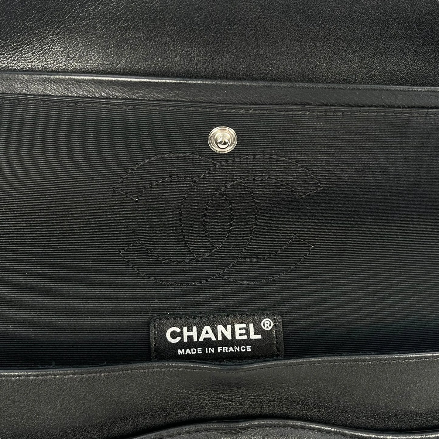 CHANEL Double Flap Bag Calf Chain Shoulder Bag - Black / White