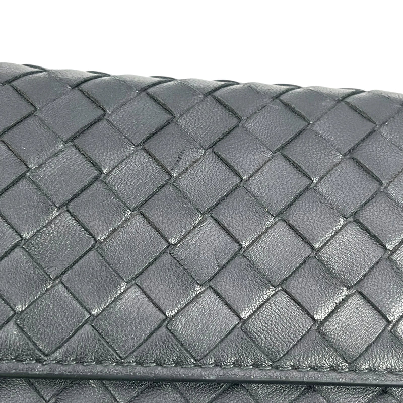 BOTTEGA VENETA Intrecciato Leather Long Wallet - Black 