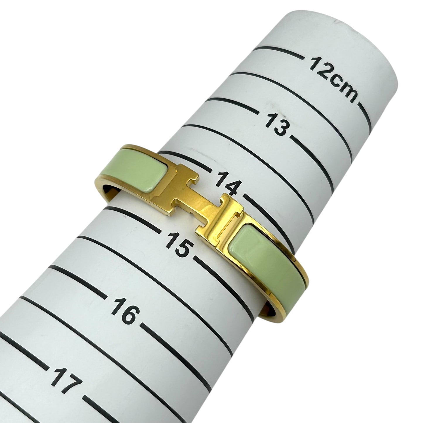 HERMES Clic H Enamel Bracelet Mint Gold