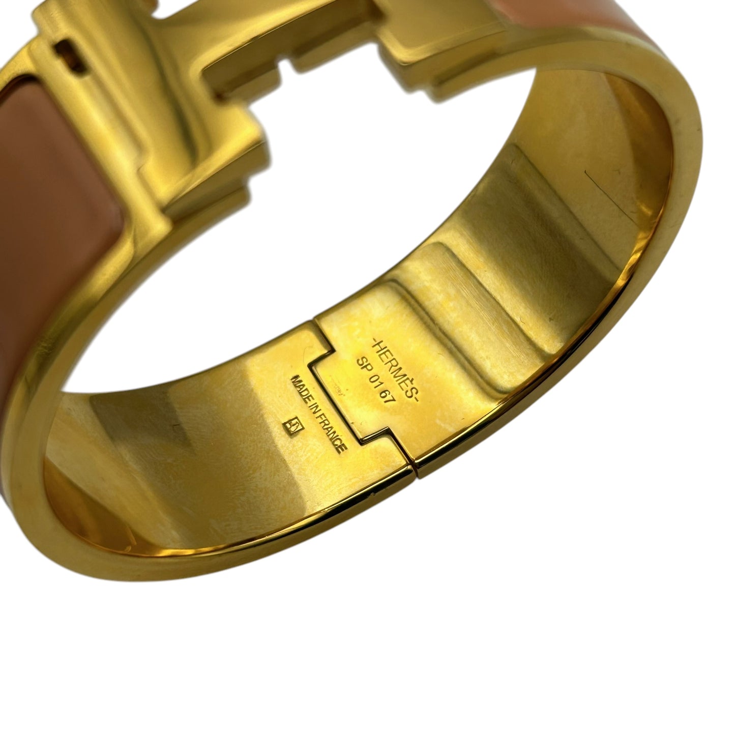 HERMES Clic Clac H Enamel Bracelet GM Nude Gold