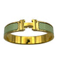 HERMES Clic H Enamel Bracelet Mint Gold
