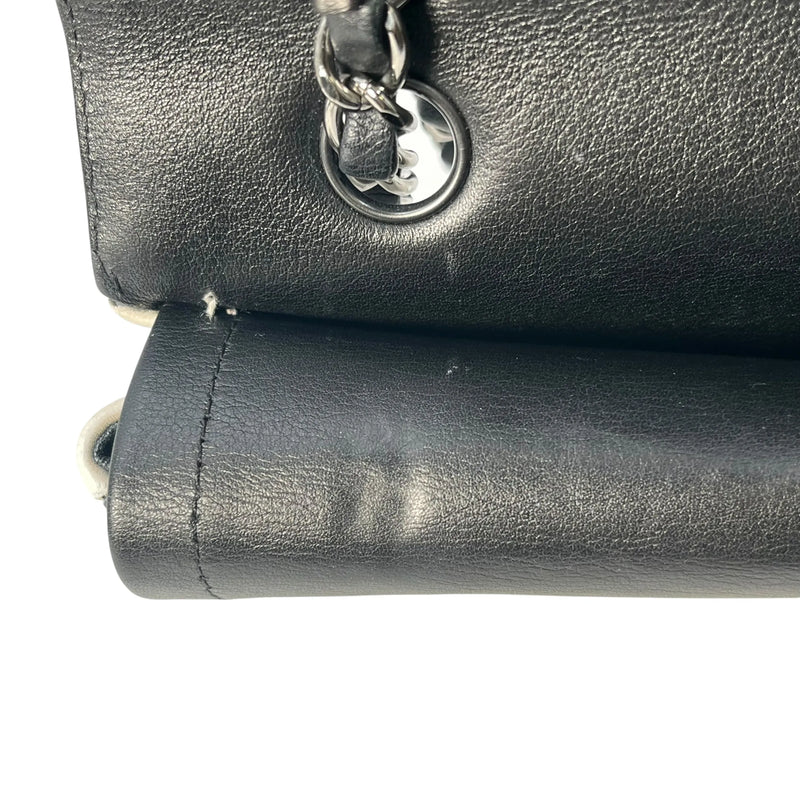 CHANEL Double Flap Bag Calf Chain Shoulder Bag - Black / White