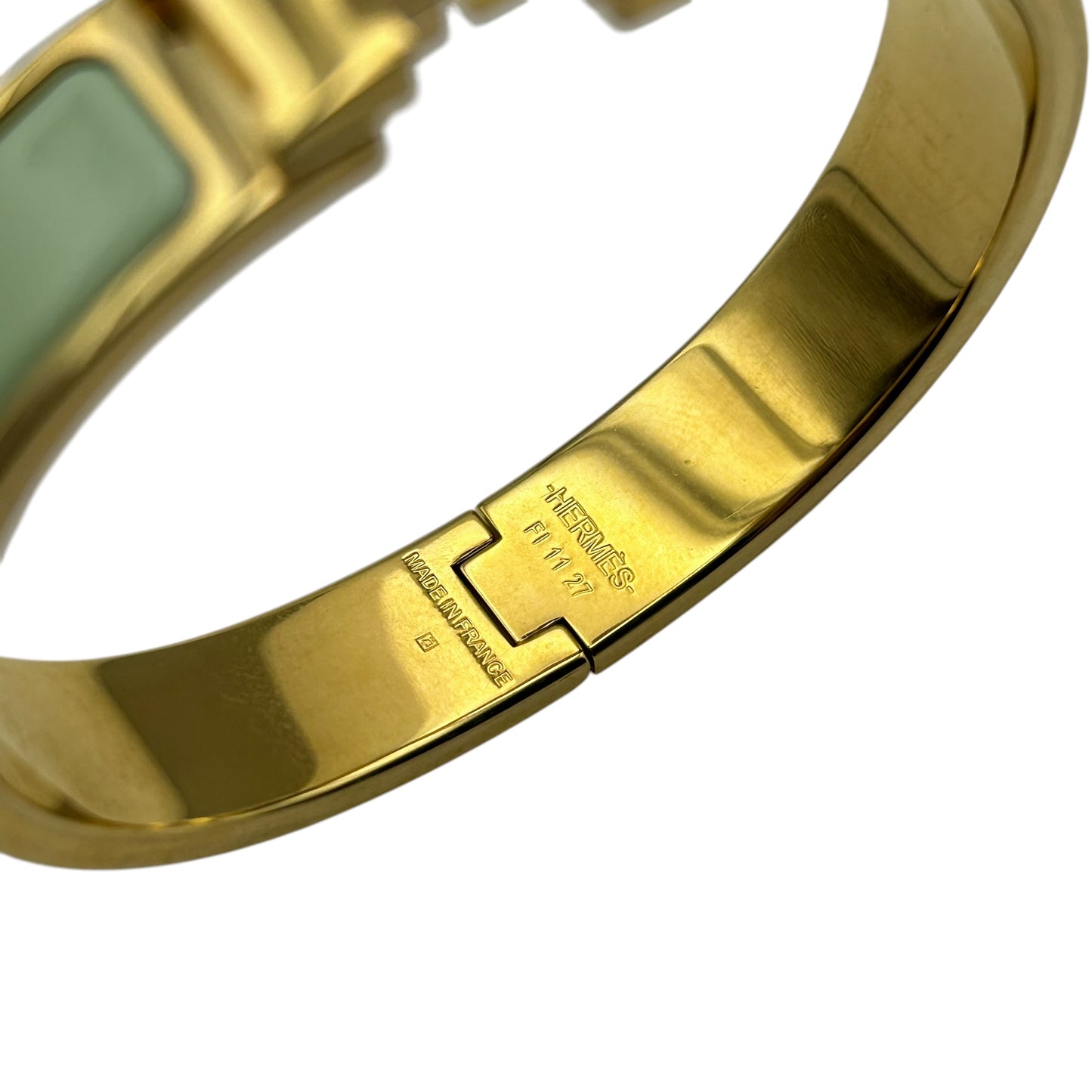 HERMES Clic H Enamel Bracelet Mint Gold
