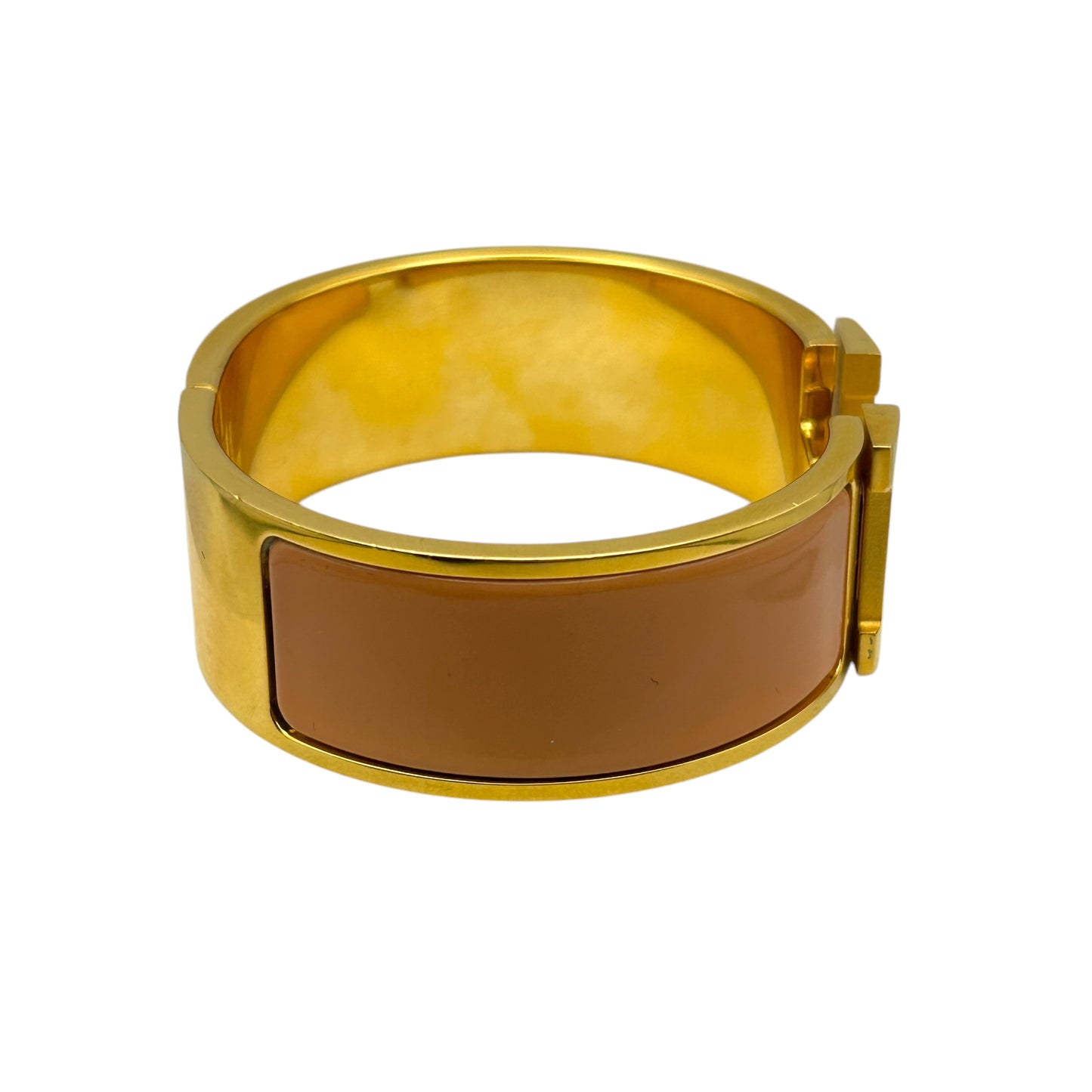 HERMES Clic Clac H Enamel Bracelet GM Nude Gold