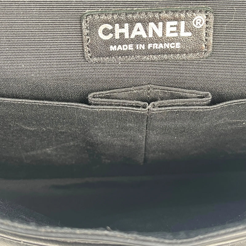 CHANEL Double Flap Bag Calf Chain Shoulder Bag - Black / White
