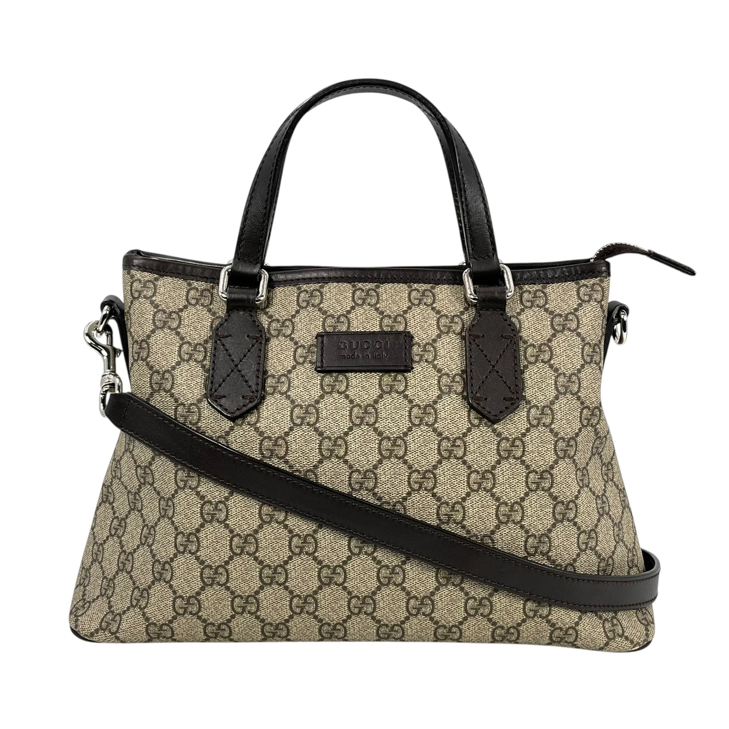 GUCCI GGスプリーム キャンバス ハンドバッグ ショルダーバッグ - ブラウン