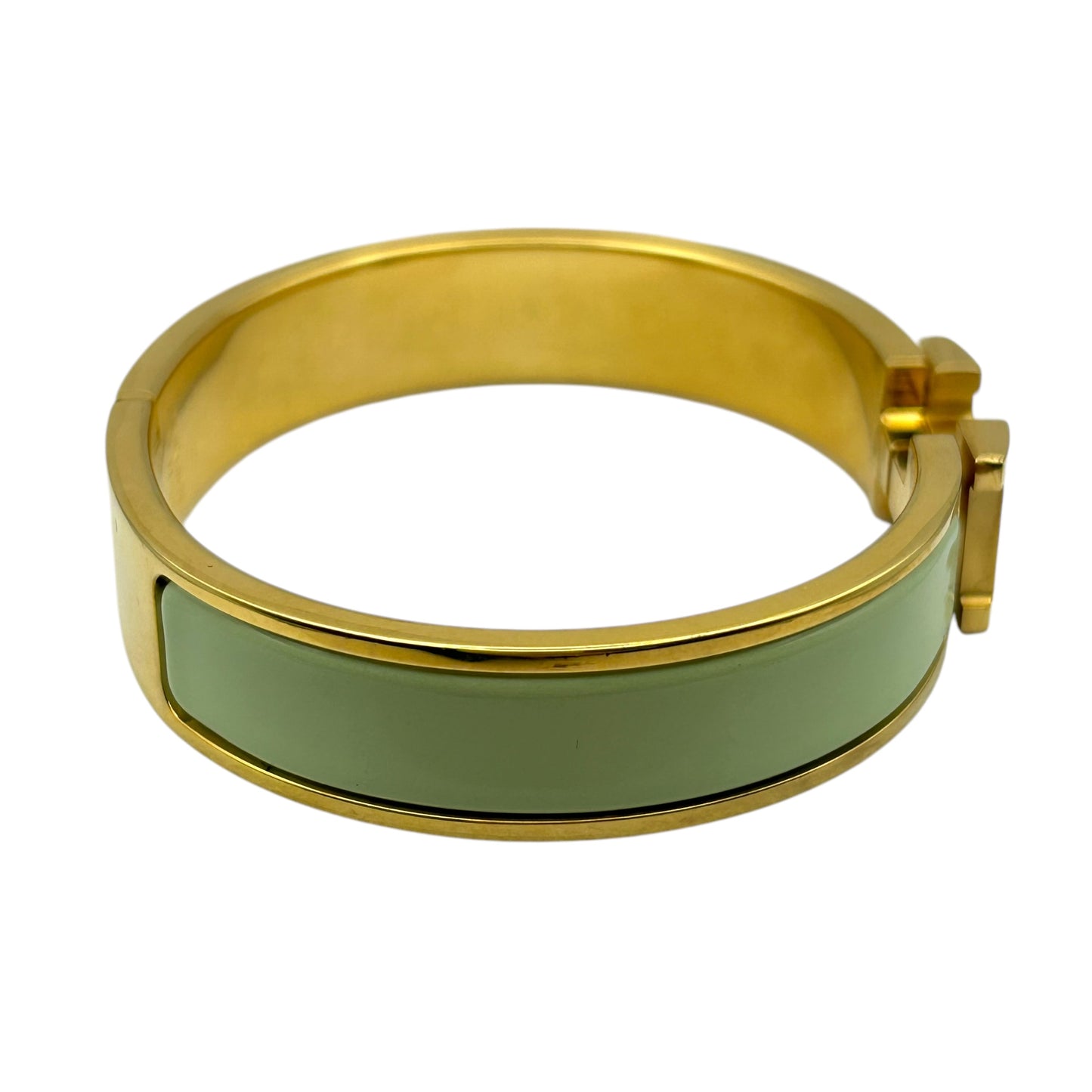 HERMES Clic H Enamel Bracelet Mint Gold