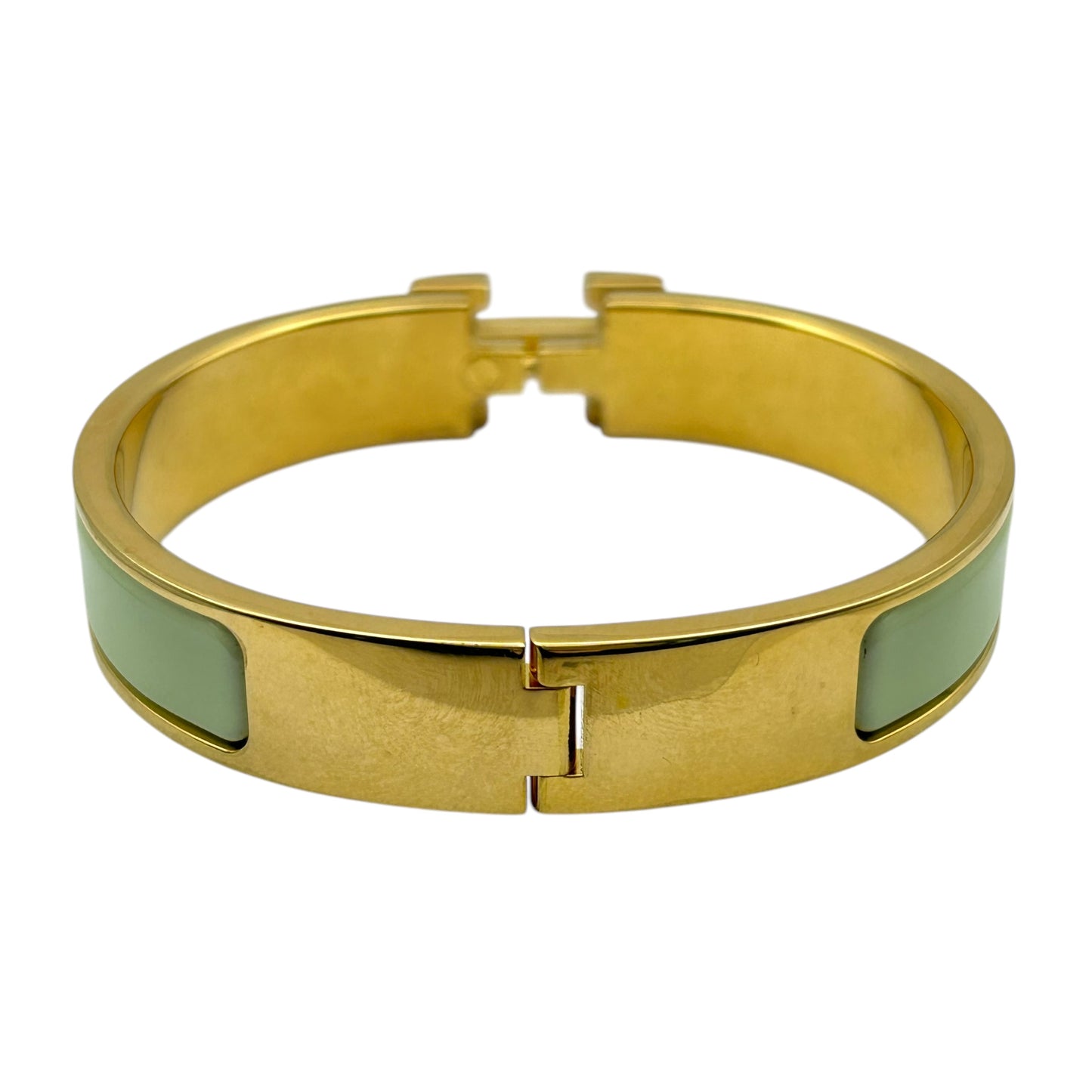 HERMES Clic H Enamel Bracelet Mint Gold