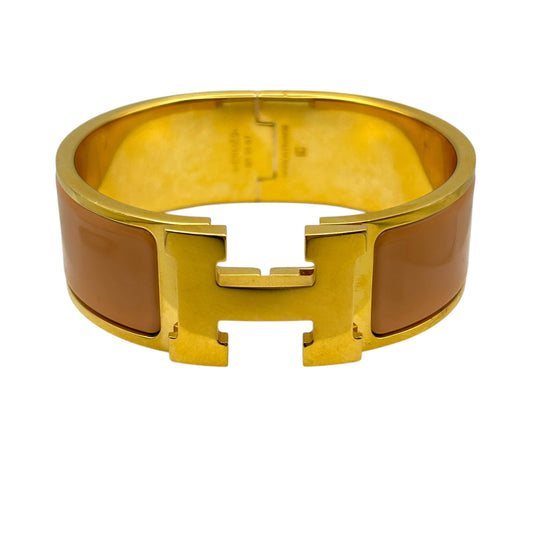 HERMES Clic Clac H Enamel Bracelet GM Nude Gold