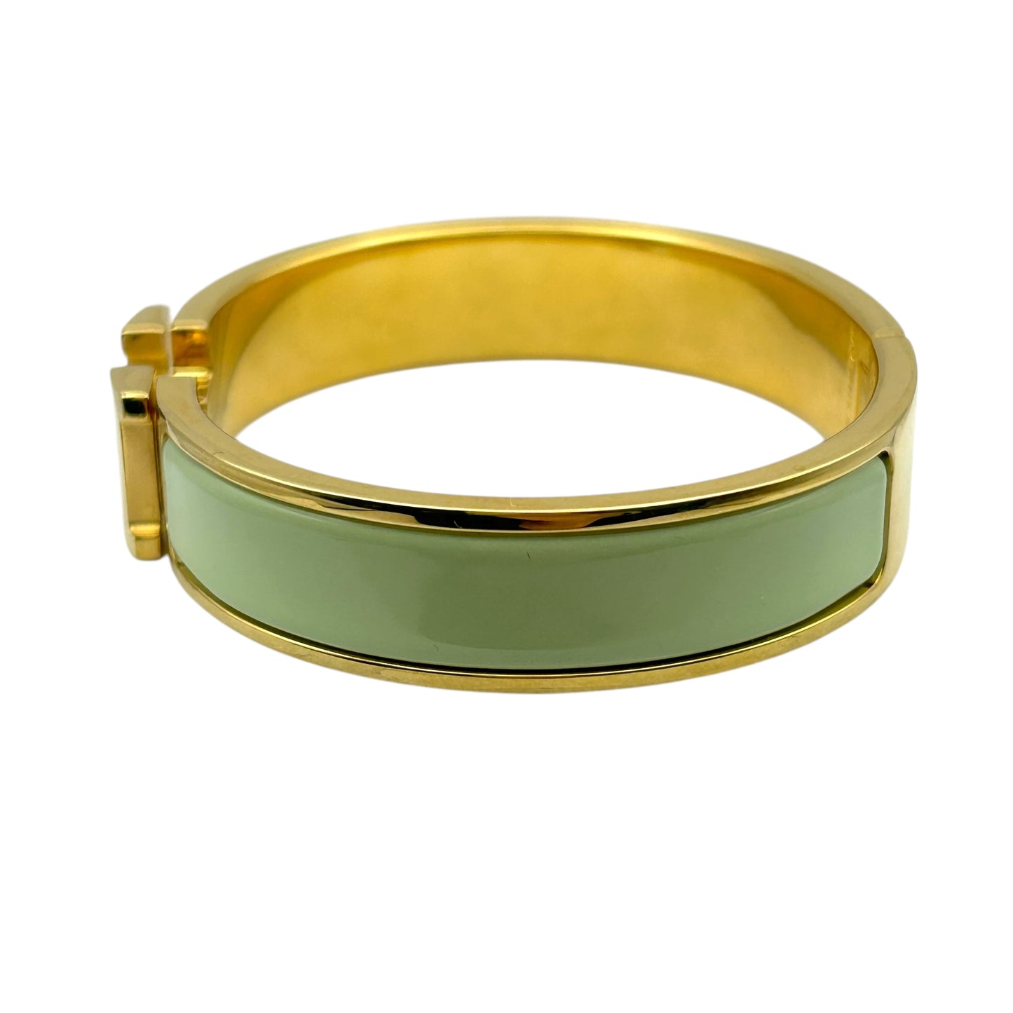 HERMES Clic H Enamel Bracelet Mint Gold
