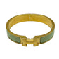 HERMES Clic H Enamel Bracelet Mint Gold