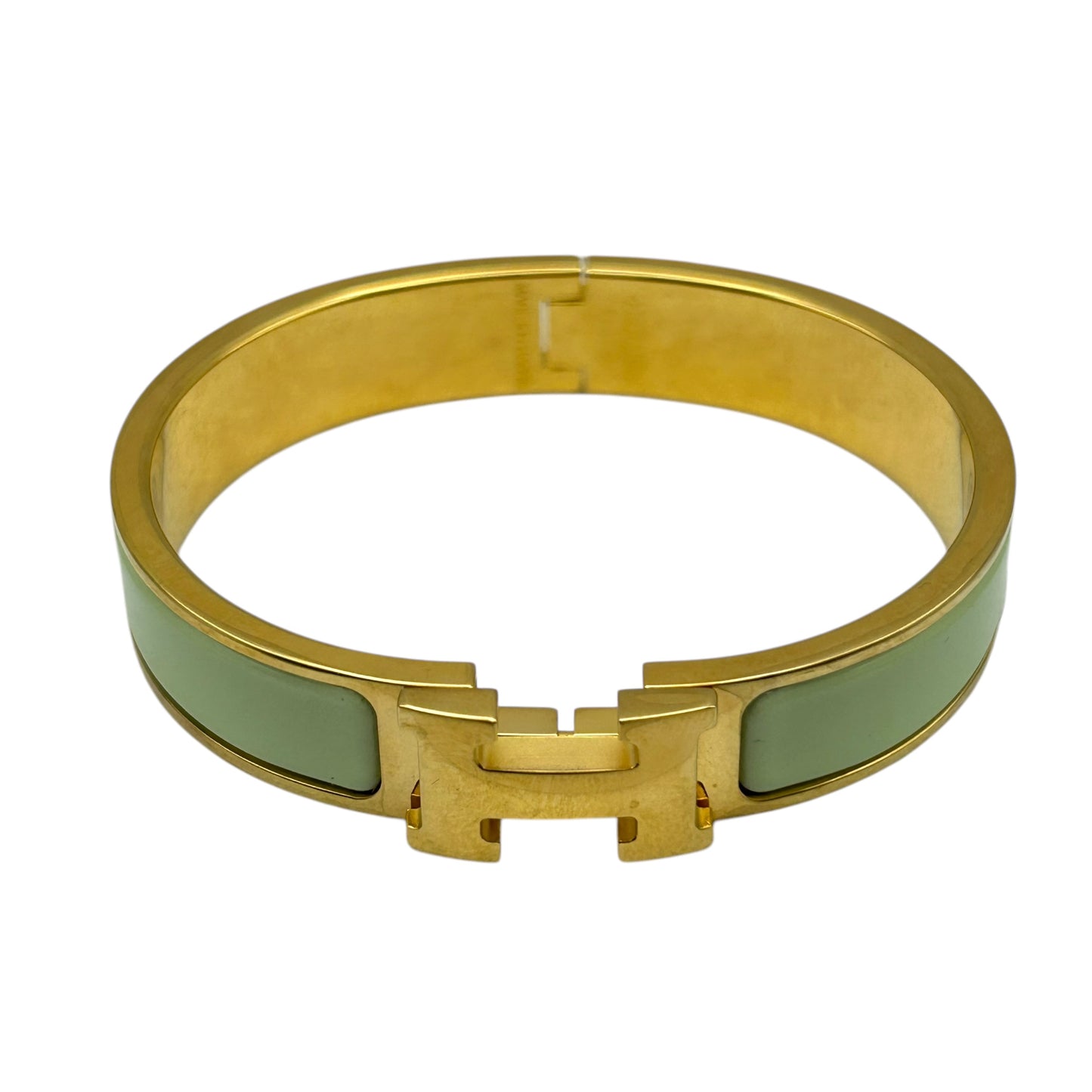 HERMES Clic H Enamel Bracelet Mint Gold