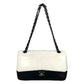 CHANEL Double Flap Bag Calf Chain Shoulder Bag - Black / White