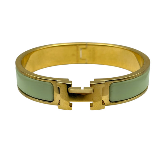 HERMES Clic H Enamel Bracelet Mint Gold