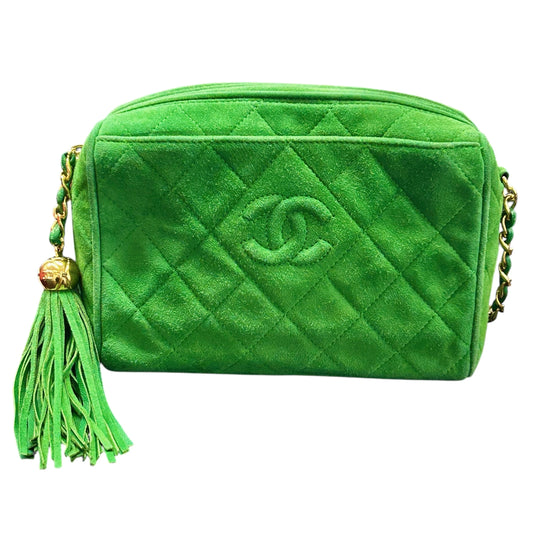CHANEL Fringed Charm Chain Shoulder Green