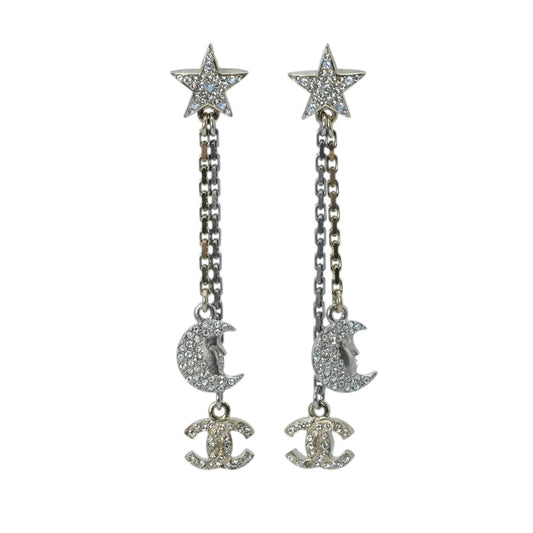 CHANEL Moon & Star CC Logo Dangle Earring 17B - Silver