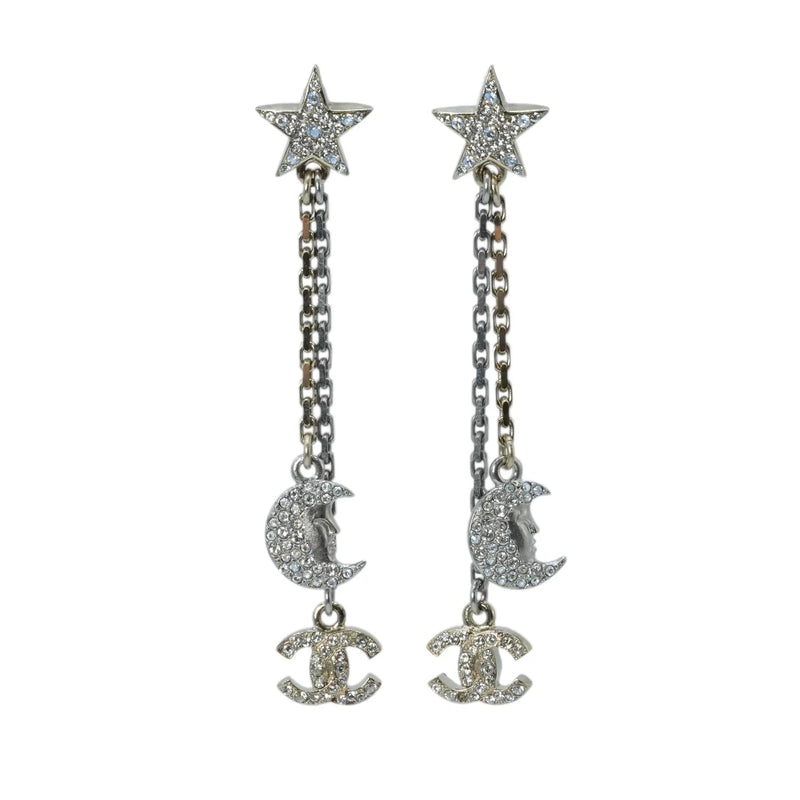 CHANEL Moon & Star CC Logo Dangle Earring 17B - Silver