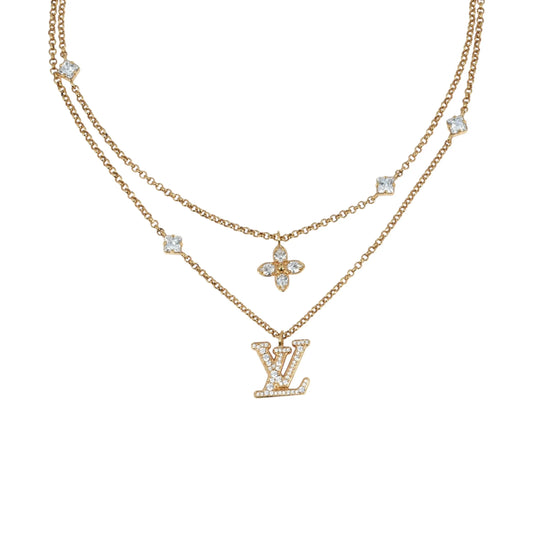 Louis Vuitton Lady Necklace Rhinestone - Gold Plated