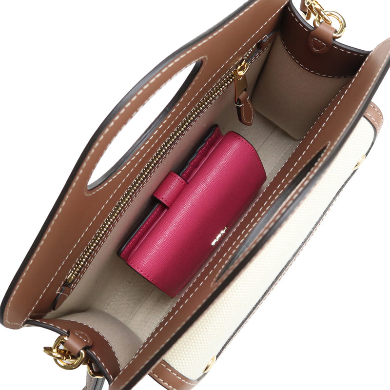 BURBERRY ミニポケット コットン ハンドバッグ ショルダーバッグ - ホワイト