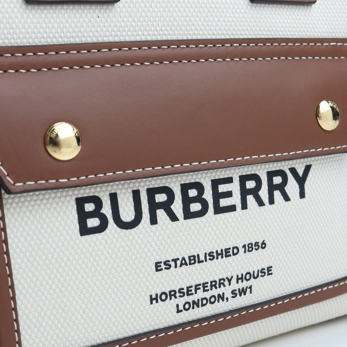 BURBERRY コットン ハンドバッグ ショルダーバッグ - ホワイト
