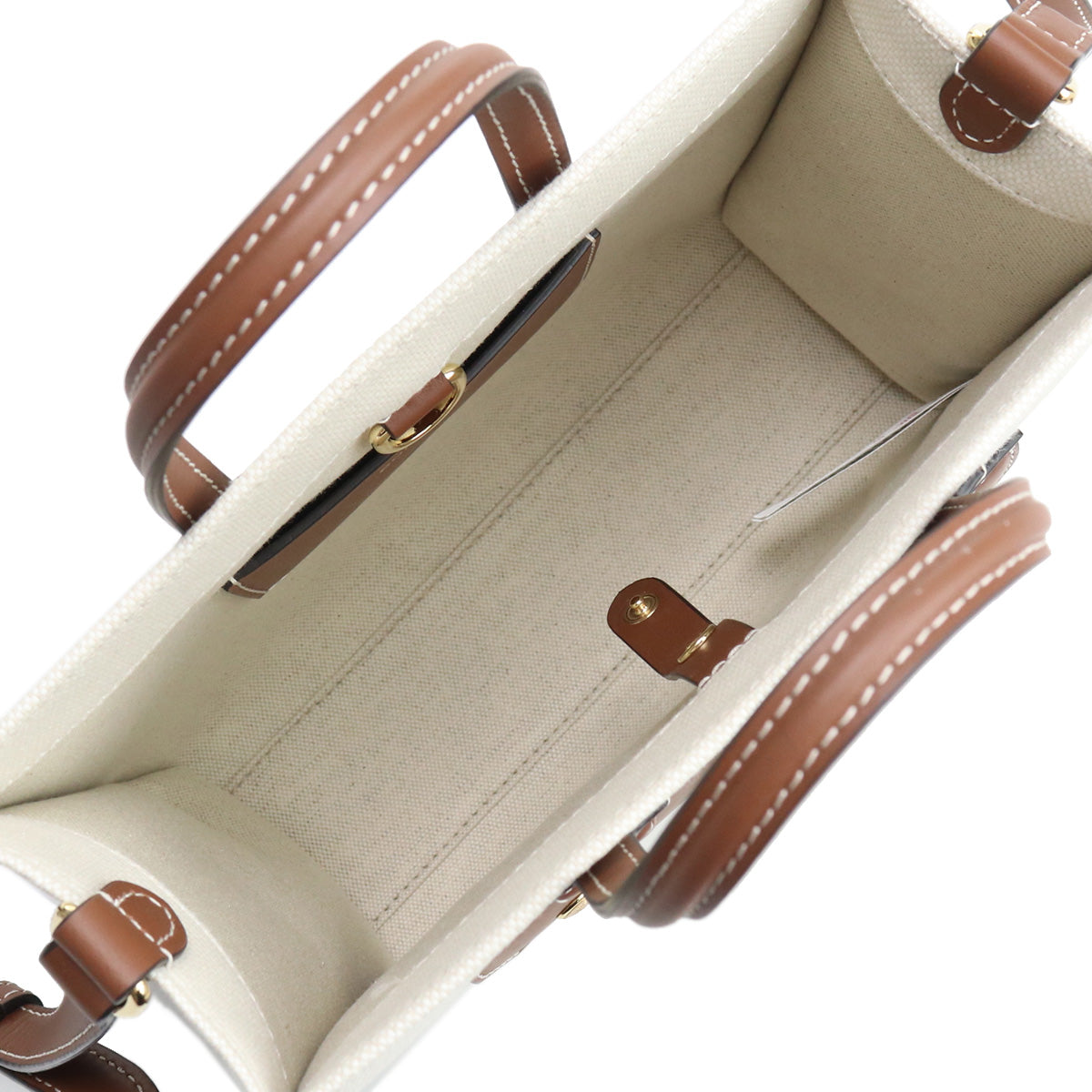 BURBERRY コットン ハンドバッグ ショルダーバッグ - ホワイト
