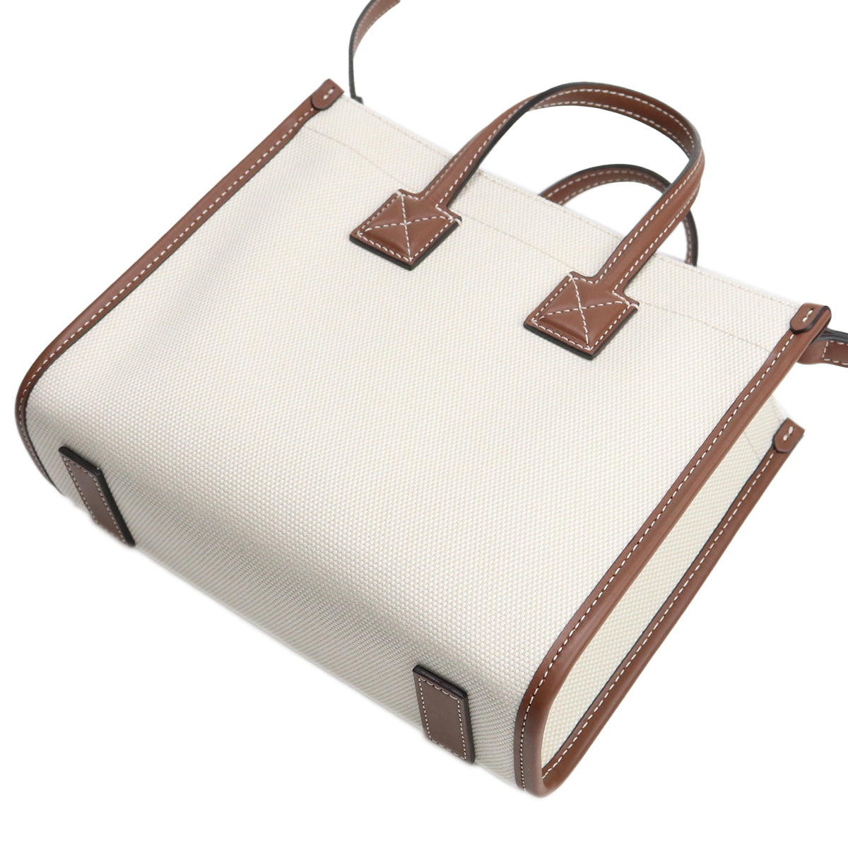 BURBERRY コットン ハンドバッグ ショルダーバッグ - ホワイト