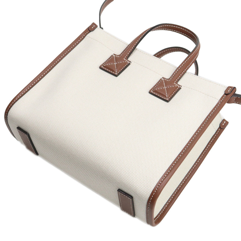 BURBERRY コットン ハンドバッグ ショルダーバッグ - ホワイト