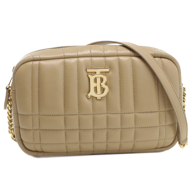 BURBERRY Quilted Leather Lola Shoulder Bag - Beige