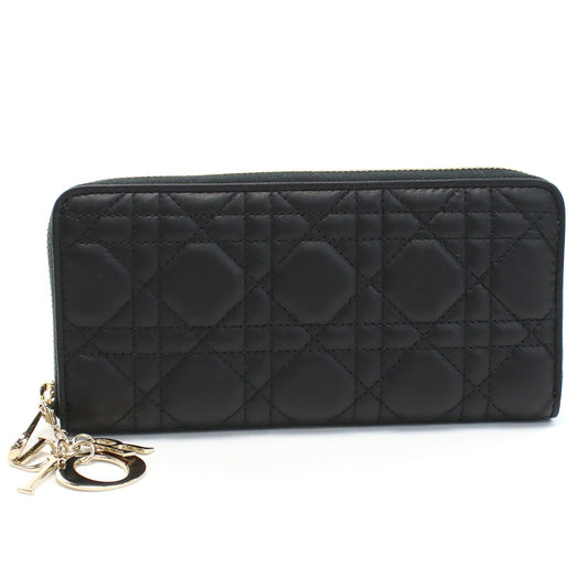 Dior Lady Dior Voyageur Long Wallet - Black