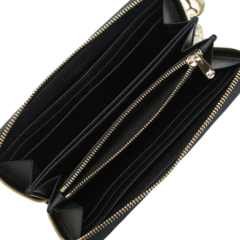 Dior Lady Dior Voyageur Long Wallet - Black