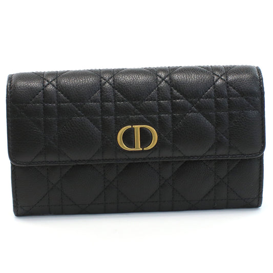 Dior Caro Orchid Calfskin Long Wallet - Black