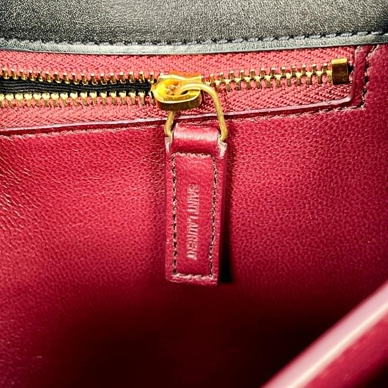 Saint Laurent Cassandra Leather Chain Shoulder Bag Black
