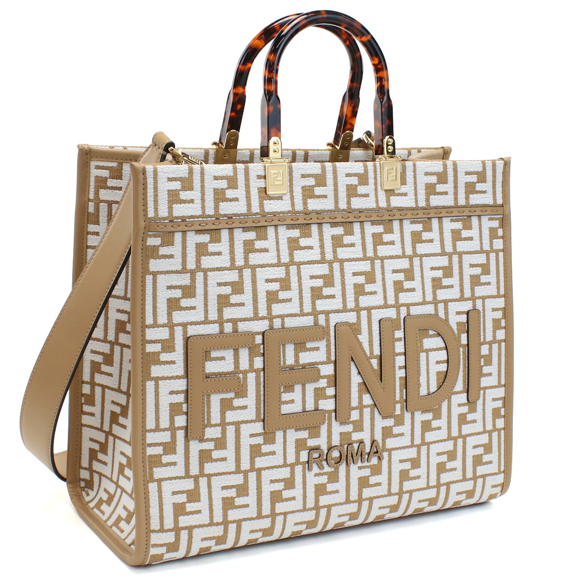 FENDI Sunshine Medium Shopper Hand Bag - Brown