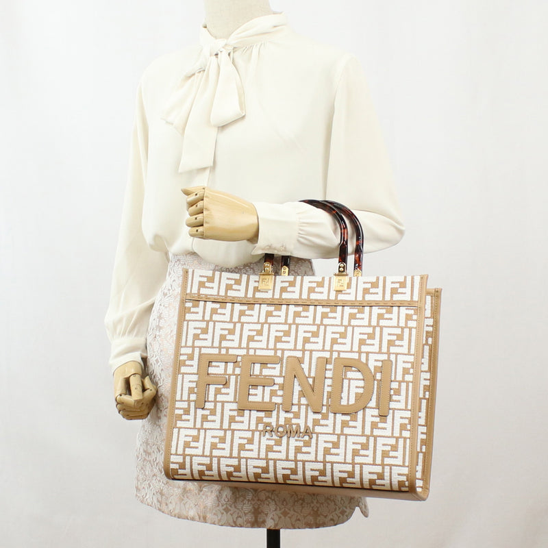 FENDI Sunshine Medium Shopper Hand Bag - Brown