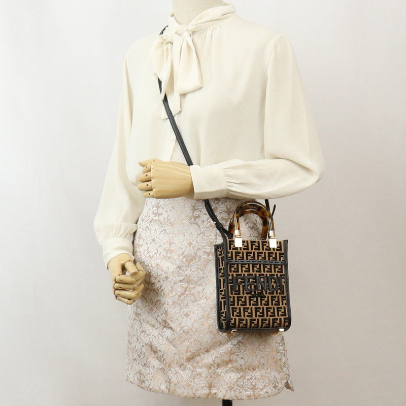 FENDI Sunshine Shopper Hand Bag - Darkbrown