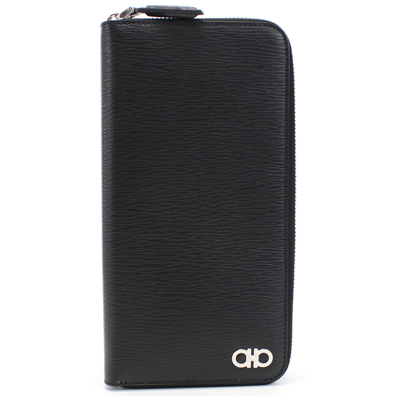 FERRAGAMO ガンチーニ カーフスキン カードケース - ブラック