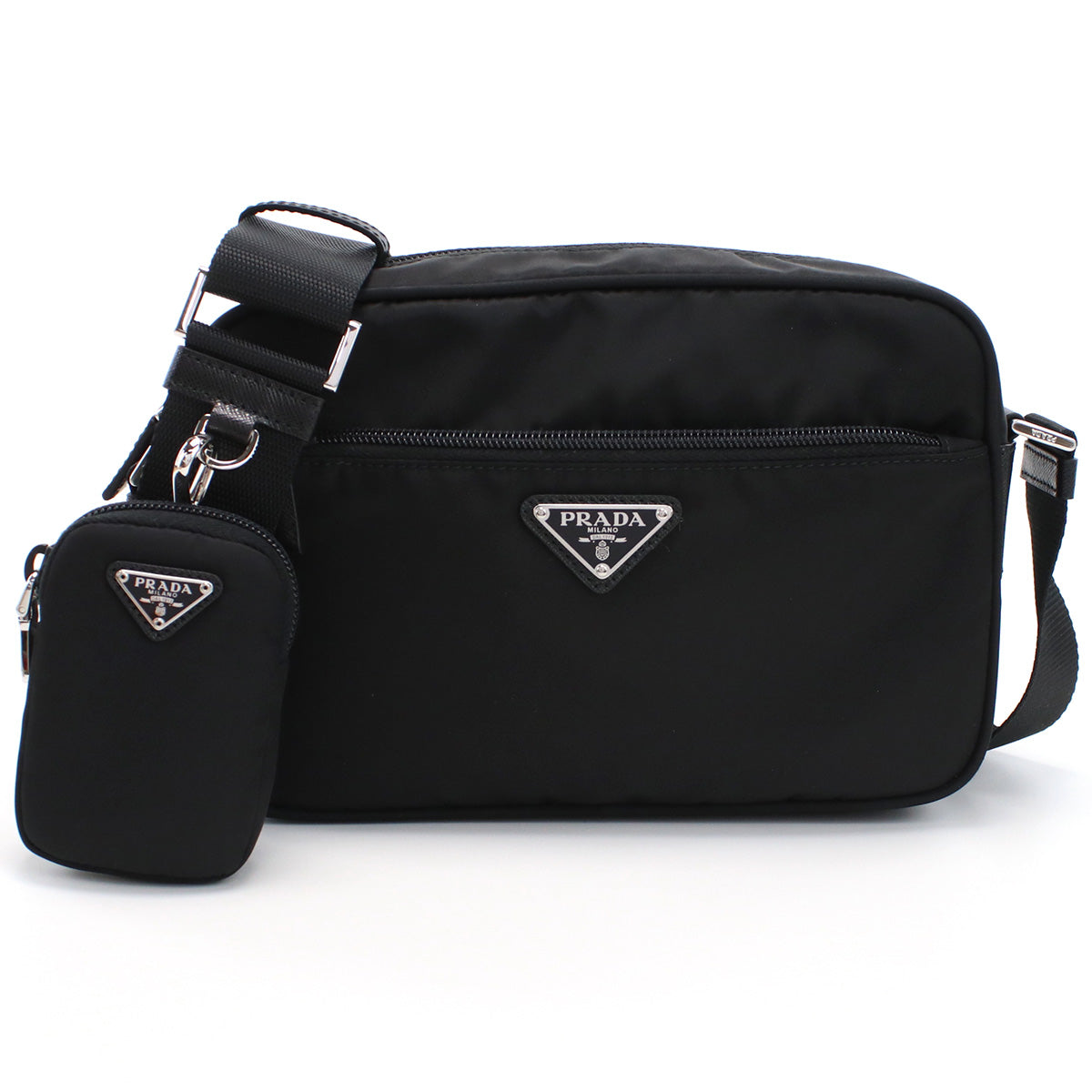 PRADA Saffiano Nylon Shoulder Bag - Black