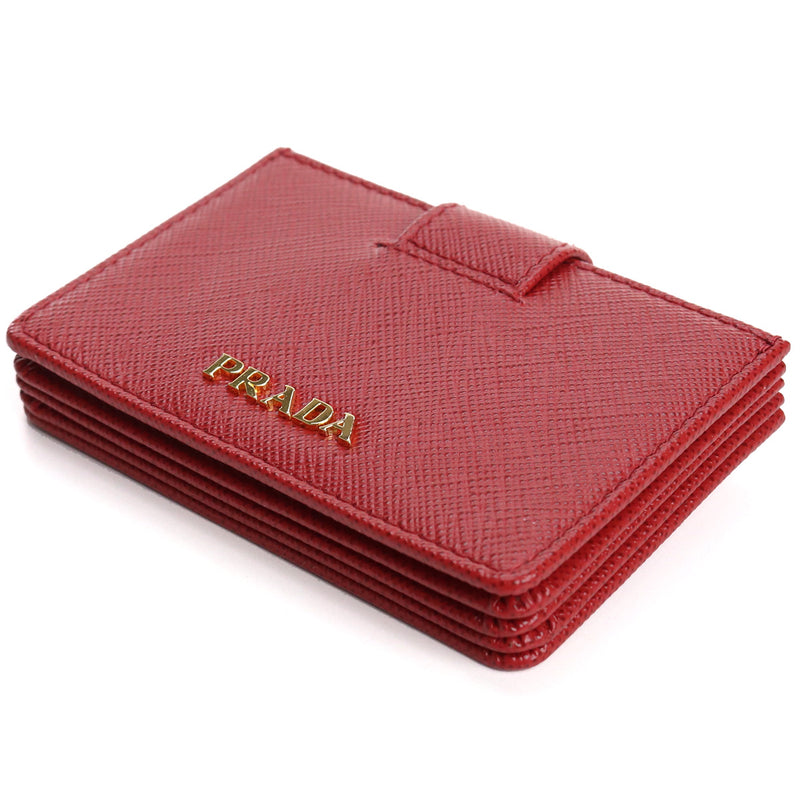 PRADA Saffiano Leather Card Case - Red