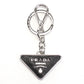 PRADA Saffiano Leather Triangle Key Chain - Black
