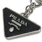 PRADA Saffiano Leather Triangle Key Chain - Black