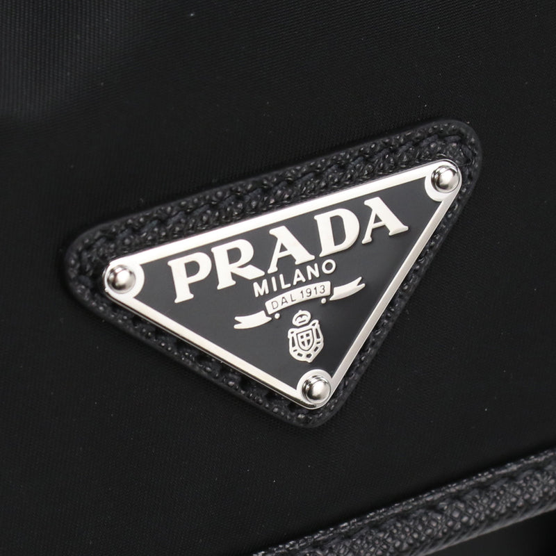 PRADA Re-Nyron And Saffiano Leather Shoulder Bag - Black